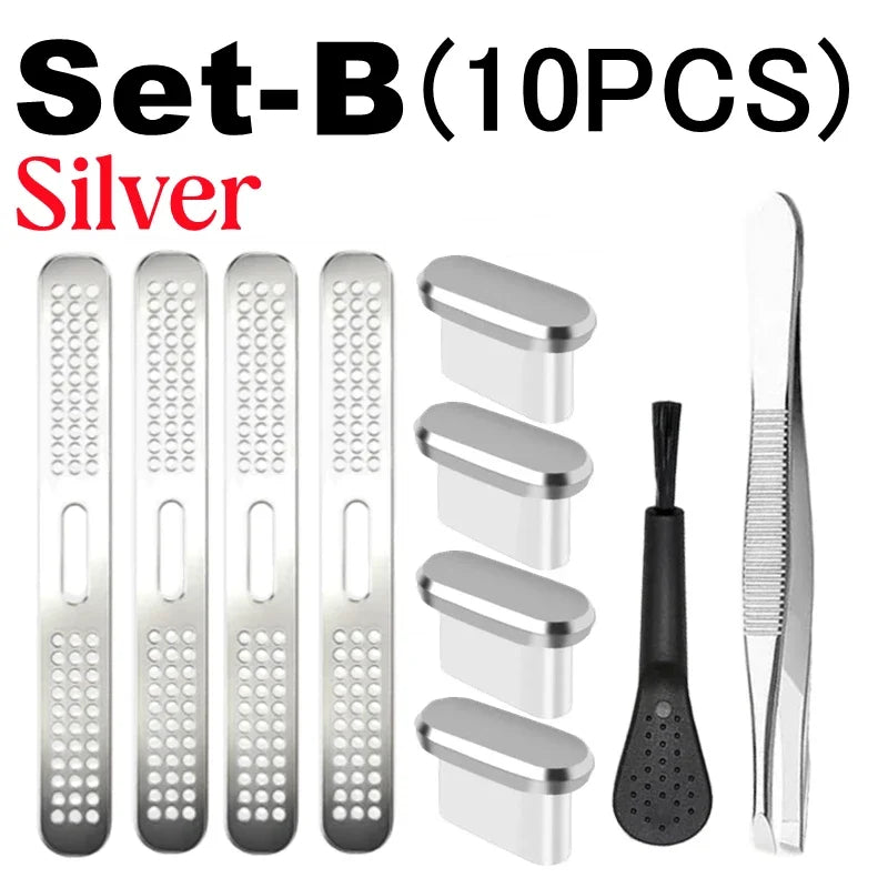 Protege y Limpia tu iPhone 17 Pro Max / 17 Air – Kit de Tapas Anti-Polvo para Altavoz y Puerto de Carga USB-C