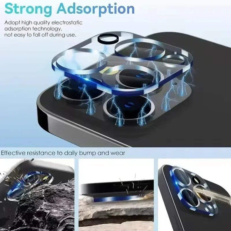 Set de 3 Protectores de Vidrio Templado para Cámara Trasera de iPhone – Máxima Protección Antiarañazos para iPhone 11 a 16 Pro Max