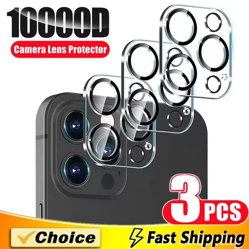 Set de 3 Protectores de Vidrio Templado para Cámara Trasera de iPhone – Máxima Protección Antiarañazos para iPhone 11 a 16 Pro Max