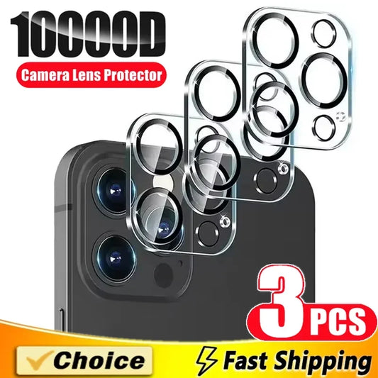 Set de 3 Protectores de Vidrio Templado para Cámara Trasera de iPhone – Máxima Protección Antiarañazos para iPhone 11 a 16 Pro Max