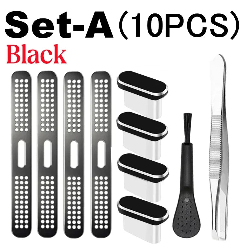 Protege y Limpia tu iPhone 17 Pro Max / 17 Air – Kit de Tapas Anti-Polvo para Altavoz y Puerto de Carga USB-C