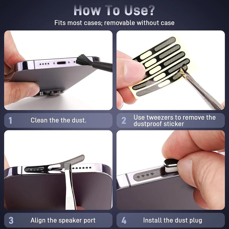 Protege y Limpia tu iPhone 17 Pro Max / 17 Air – Kit de Tapas Anti-Polvo para Altavoz y Puerto de Carga USB-C
