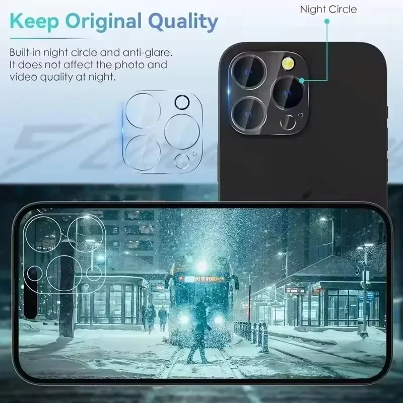 Set de 3 Protectores de Vidrio Templado para Cámara Trasera de iPhone – Máxima Protección Antiarañazos para iPhone 11 a 16 Pro Max