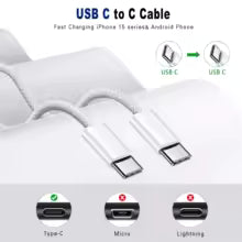 ⚡ Súper Cable USB-C a USB-C 60W – Carga Ultra-Rápida para iPhone 15/16/17, Samsung y Huawei