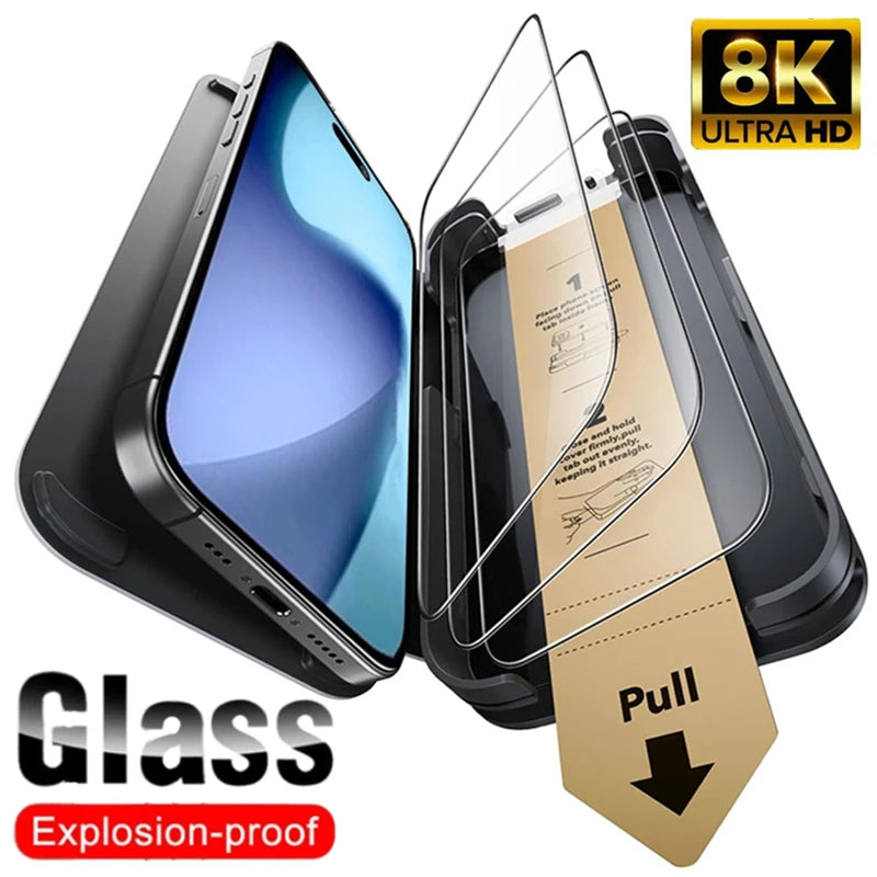 Protector de pantalla de vidrio templado para iPhone 17 / 17 Air / 17 Pro / 17 Pro Max, instalación fácil con una sola mano, película HD transparente.